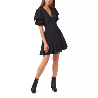 Women's Short Puff Sleeve Tiered Short Dress
