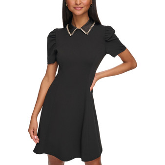 Women's Embellished Puff-Sleeve A-Line Dress