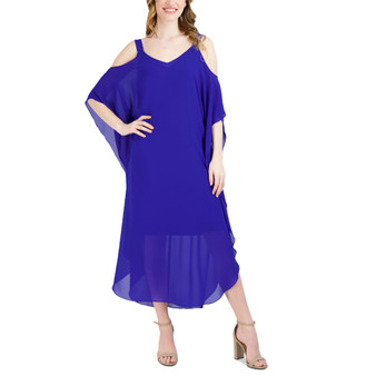 Women's Chiffon Cold-Shoulder Maxi Dress