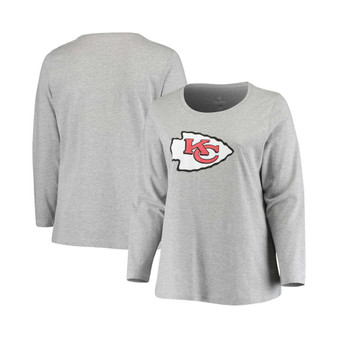 Women's Plus Size Heathered Gray Kansas City Chiefs Primary Logo Long Sleeve T-shirt