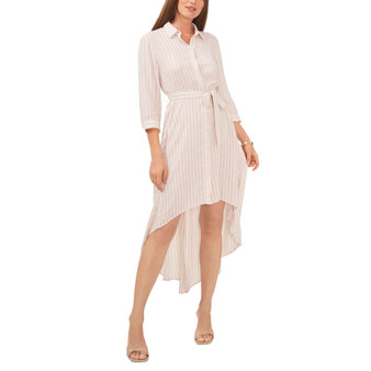 Women's Striped High-Low Swing Shirtdress