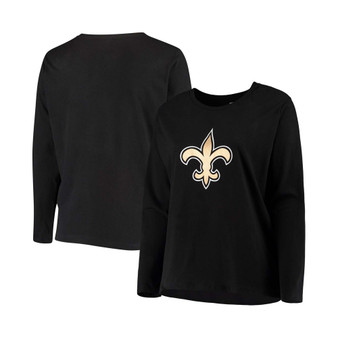 Women's Plus Size Black New Orleans Saints Primary Logo Long Sleeve T-shirt