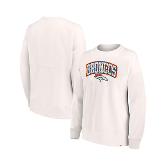 Women's Branded White Denver Broncos Leopard Team Pullover Sweatshirt