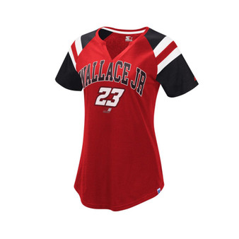 Women's Red, Black Bubba Wallace Game On Notch V-Neck T-shirt