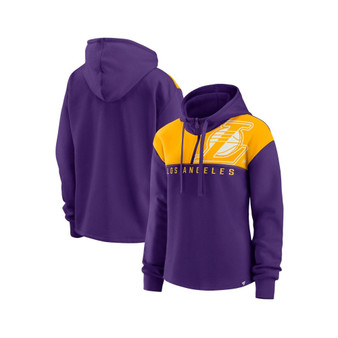 Women's Branded Purple Los Angeles Lakers Overslide Quarter-Zip Fleece Hoodie