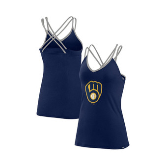 Women's Branded Navy Milwaukee Brewers Barrel It Up Cross Back V-Neck Tank Top