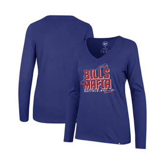 Women's '47 Royal Buffalo Bills Splitter V-Neck Long Sleeve T-shirt