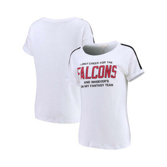 Women's White and Black Atlanta Falcons Cheer Rolled Sleeves T-shirt