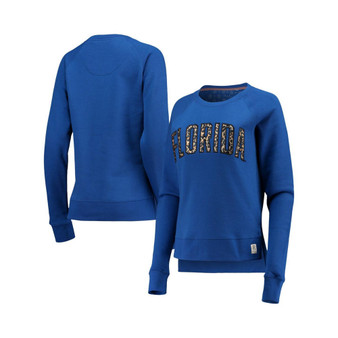 Women's Royal Florida Gators Dallas Animal Print Raglan Pullover Sweatshirt