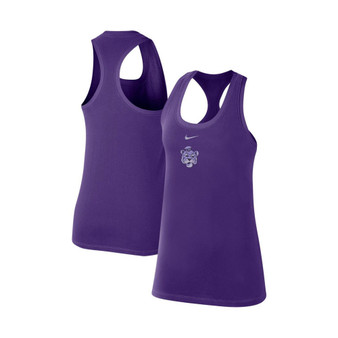 Women's Purple LSU Tigers Varsity Stack Vault Racerback Scoop Neck Tank Top