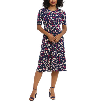Petite Printed Jersey A-Line Midi Dress