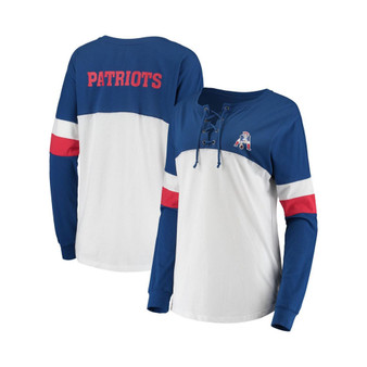 Women's Royal and White New England Patriots Athletic Historic Varsity Lace-Up T-shirt
