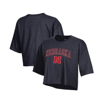 Women's Black Nebraska Huskers Cropped Boyfriend T-shirt