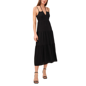 Women's Sleeveless Strappy Tiered Midi Dress