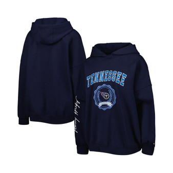 Women's Navy Tennessee Titans Becca Drop Shoulder Pullover Hoodie