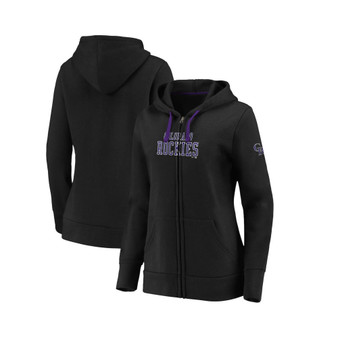 Women's Black Colorado Rockies Primary Logo Team Block Full-Zip Hoodie