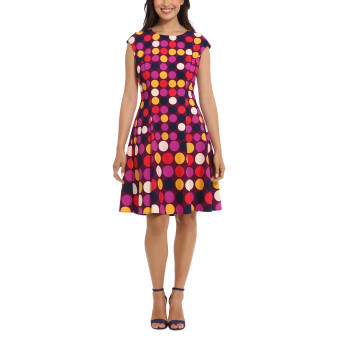 Women's Polka-Dot Fit & Flare Dress
