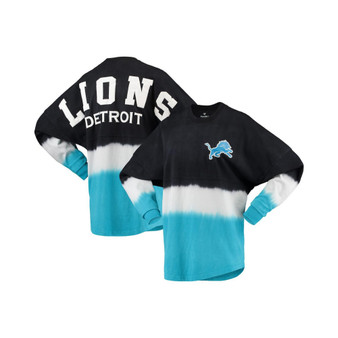 Women's Branded Black, Blue Detroit Lions Ombre Long Sleeve T-shirt