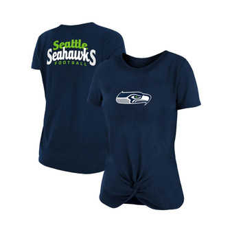 Women's College Navy Seattle Seahawks Slub T-shirt with Front Twist Knot