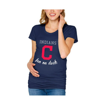Women's Navy Cleveland Guardians Maternity Side Ruched T-shirt