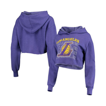 Women's Threads Purple Los Angeles Lakers Repeat Cropped Tri-Blend Pullover Hoodie