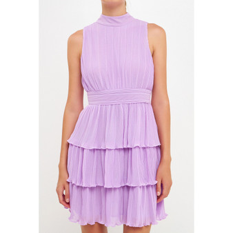 Women's Chiffon Pleated Mini Dress