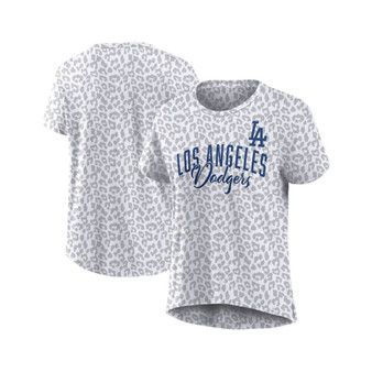 Women's White Los Angeles Dodgers Plus Size Leopard T-shirt