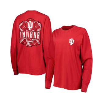 Women's Crimson Indiana Hoosiers Valencia Plaid 2-Hit Long Sleeve T-shirt