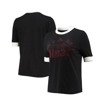 Women's Black Miami Heat Slim Ringer T-shirt