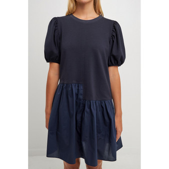 Women's Knit Woven Mixed Dress