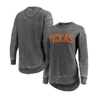 Women's Black Texas Longhorns Vintage-Like Wash Pullover Sweatshirt