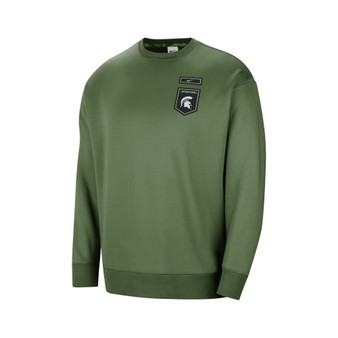 Women's Olive Michigan State Spartans Military-Inspired Collection All-Time Performance Crew Pullover Sweatshirt