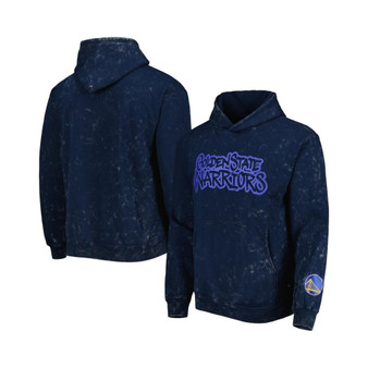 Men's and Women's Navy Golden State Warriors Tonal Acid Wash Pullover Hoodie