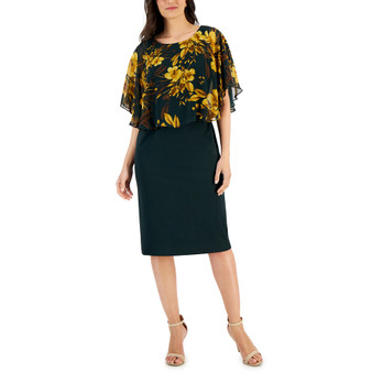 Women's Round-Neck Scuba-Crepe Midi Dress