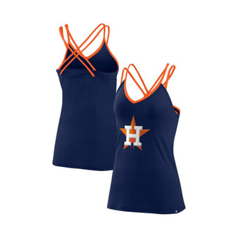 Women's Branded Navy Houston Astros Barrel It Up Cross Back V-Neck Tank Top