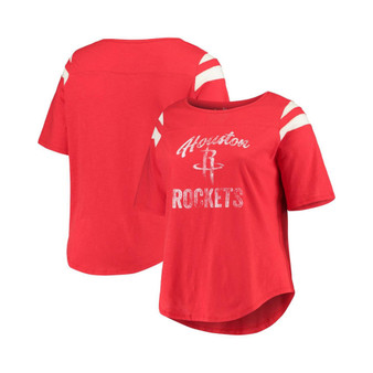 Women's Red, White Houston Rockets Plus Size Point Guard Slub Jersey 3/4-Sleeve T-shirt