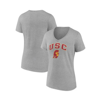 Women's Branded Heather Gray USC Trojans Evergreen Campus V-Neck T-shirt