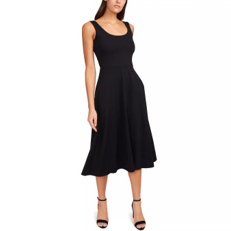 Solid Fit-And-Flare Midi Tank Dress