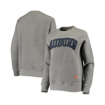 Women's Heathered Gray Auburn Tigers Moose Applique Quilted Pullover Sweatshirt