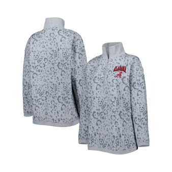 Women's Heather Gray Alabama Crimson Tide Leopard Quarter-Zip Sweatshirt
