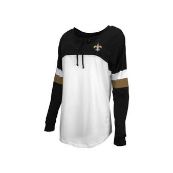 5th & Ocean New Orleans Saints Women's Lace Up Long Sleeve T-Shirt