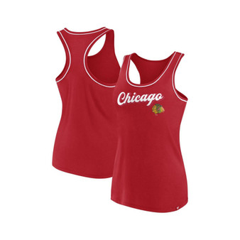 Women's Branded Red Chicago Blackhawks Wordmark Logo Racerback Scoop Neck Tank Top