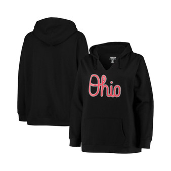 Women's Black Ohio State Buckeyes Plus Size Notch Neck Team Pullover Hoodie