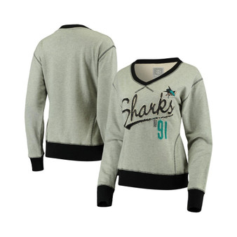 Women's Gray San Jose Sharks Nideau V-Neck Pullover Sweatshirt