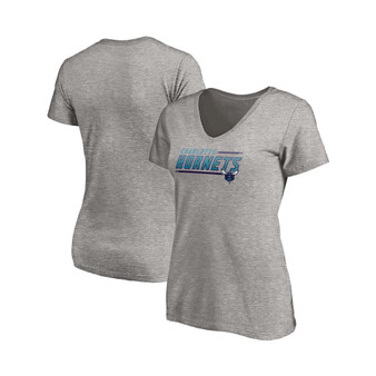 Women's Plus Size Heather Gray Charlotte Hornets Mascot In Bounds V-Neck T-shirt