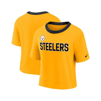 Women's Gold Pittsburgh Steelers High Hip Fashion Cropped Top
