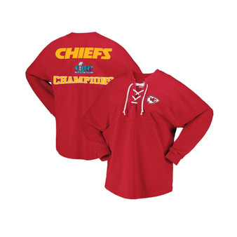 Women's Branded Red Kansas City Chiefs Super Bowl LVII Champions Lace-Up Long Sleeve T-shirt