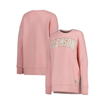 Women's Pink Clemson Tigers La Jolla Fleece Pullover Sweatshirt