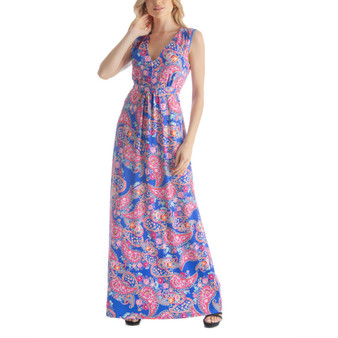 Women's V-neck Sleeveless Long Maxi Dress