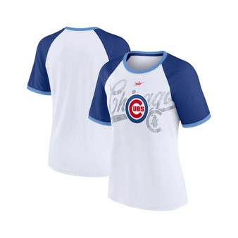 Women's White Chicago Cubs Rewind Color Remix Fashion Raglan T-shirt